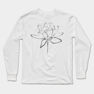 Lotus Flower Calligraphy (Smoke Grey) Long Sleeve T-Shirt